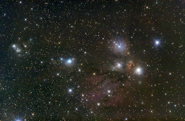 NGC2183
Diese Nebelgruppe im Sternbild Einhorn ist sehr vielfärbig, aber unglaublich schwer zu fotografieren. Auf den Rohaufnahmen sieht man grad mal die hellsten Nebelteile. Würde sicher nochmal 3h Belichtungszeit vertragen.
Schlüsselwörter: NGC2183